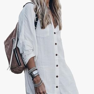 White Shirt with Brown Buttons